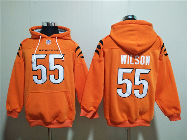 Men's Orange Cincinnati Bengals #55 Logan Wilson Pullover Hoodie